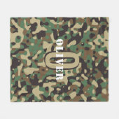 Groen Bruin Beige Camo Camouflage Monogram Naam Fleece Deken (Voorkant (Horizontaal))