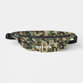 Groen Bruin Beige Camo Camouflage Monogram Naam Heuptasje (Voorkant)