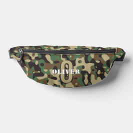Groen Bruin Beige Camo Camouflage Monogram Naam Heuptasje