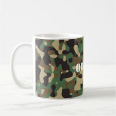 Groen Bruin Beige Camo Camouflage Monogram Naam Koffiemok (Links)
