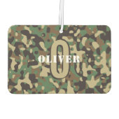 Groen Bruin Beige Camo Camouflage Monogram Naam Luchtverfrisser (Achterkant)