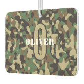 Groen Bruin Beige Camo Camouflage Monogram Naam Luchtverfrisser (Links)