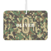 Groen Bruin Beige Camo Camouflage Monogram Naam Luchtverfrisser (Voorkant)
