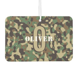 Groen Bruin Beige Camo Camouflage Monogram Naam Luchtverfrisser