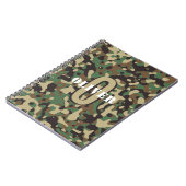 Groen Bruin Beige Camo Camouflage Monogram Naam Notitieboek (Linkerzijde)