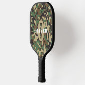 Groen Bruin Beige Camo Camouflage Monogram Naam Pickleball Paddle (Links)