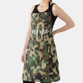 Groen Bruin Beige Camo Camouflage Monogram Naam Schort (Insitu)