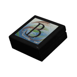 Groen, Bruin & Beige Monogram met Kwaststreken Cadeaudoosje