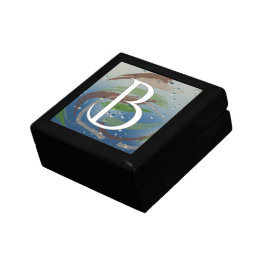 Groen, Bruin & Beige penseelstreken Monogram Cadeaudoosje