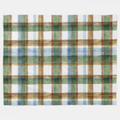 Groen Bruin Blauw Gekeperd Strepen Fleece Deken (Voorkant (Horizontaal))