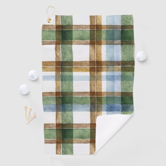 Groen Bruin Blauw Gekeperd Strepen Golfhanddoek (Insitu)