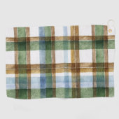 Groen Bruin Blauw Gekeperd Strepen Golfhanddoek (Horizontaal)