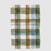 Groen Bruin Blauw Gekeperd Strepen Golfhanddoek (Voorkant)