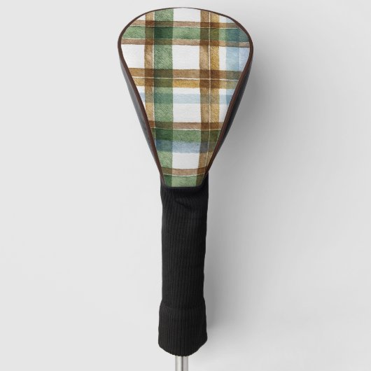 Groen Bruin Blauw Gekeperd Strepen Golfheadcover (Voorkant)