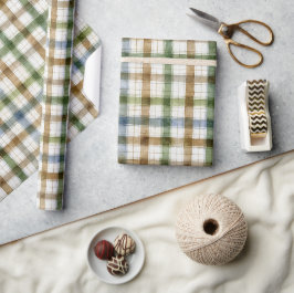 Groen Bruin Blauw Strepen Verjaardag Cadeaupapier