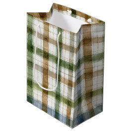 Groen Bruin Blauw Strepen Verjaardag Medium Cadeauzakje