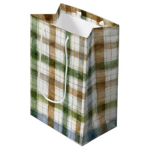 Groen Bruin Blauw Strepen Verjaardag Medium Cadeauzakje