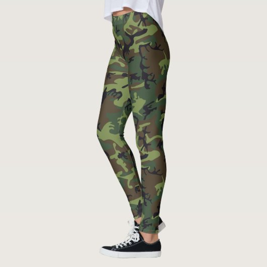 Groen bruin bos Camouflage Pattern Camp. Leggings (Links)