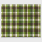 Groen Bruin Bos Geruite Mos Patroon Cadeaupapier (Vlak)