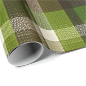 Groen Bruin Bos Geruite Mos Patroon Cadeaupapier (Rol Hoek)