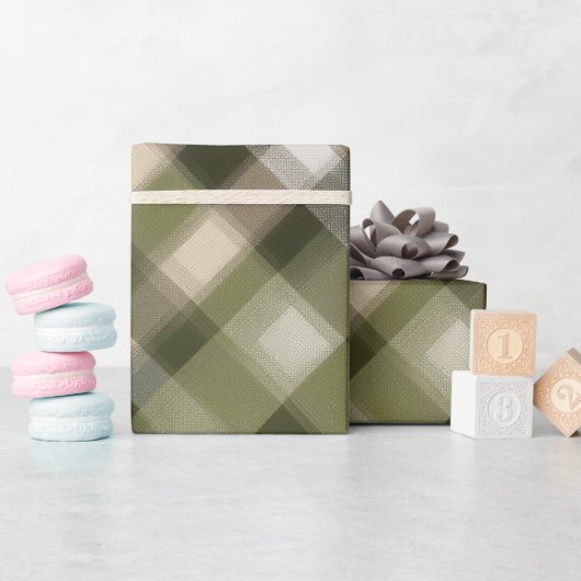 Groen Bruin Bos Geruite Mos Patroon Cadeaupapier (Baby Shower)