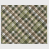 Groen Bruin Bos Geruite Mos Patroon Cadeaupapier (Vlak)