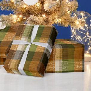 Groen Bruin Bos Geruite Mos Patroon Cadeaupapier