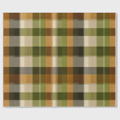 Groen Bruin Bos Geruite Mos Patroon Cadeaupapier (Vlak)