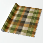 Groen Bruin Bos Geruite Mos Patroon Cadeaupapier (Uitgerold)