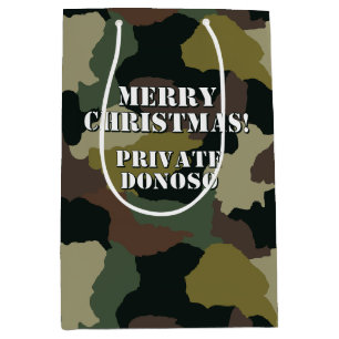 Groen Bruin Camouflage Custom Merry Christmas Medium Cadeauzakje