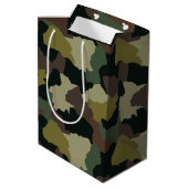 Groen Bruin Camouflage Custom Merry Christmas Medium Cadeauzakje (Achterkant Gekanteld)