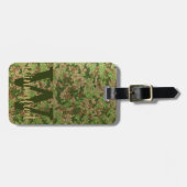 Groen Bruin Camouflage Glitter Camo Monogram Naam Bagagelabel (Voorkant horizontaal)