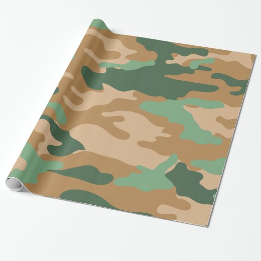 Groen bruin Camouflage-omslagpapier Cadeaupapier (Uitgerold)