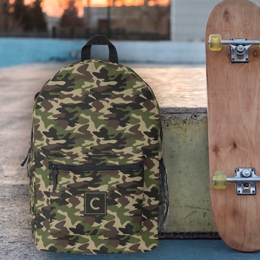 Groen Bruin Camouflage Patroon Monogram Bedrukte Rugzak