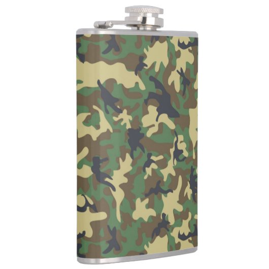 Groen Bruin Camouflage Vinyl Wrapped Kolf 8 oz Heupfles (Rechts)