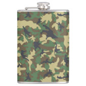 Groen Bruin Camouflage Vinyl Wrapped Kolf 8 oz Heupfles (Voorkant)