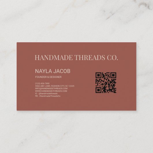 Groen Bruin Checkerboard Patroon QR Code Handgemaa Visitekaartje (Achterkant)