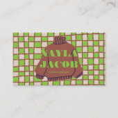 Groen Bruin Checkerboard Patroon QR Code Handgemaa Visitekaartje (Voorkant)