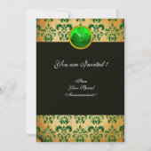 GROEN BRUIN DAMAST  PERKAMENT MET KLAVERBLAD  Zwar Kaart (Achterkant)