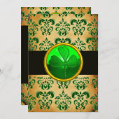 GROEN BRUIN DAMAST  PERKAMENT MET KLAVERBLAD  Zwar Kaart (Voorkant / Achterkant)