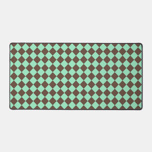 Groen Bruin Diamant Checker Patroon Bureaumat (Voorkant)