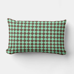 Groen Bruin Diamant Checker Patroon Kussen