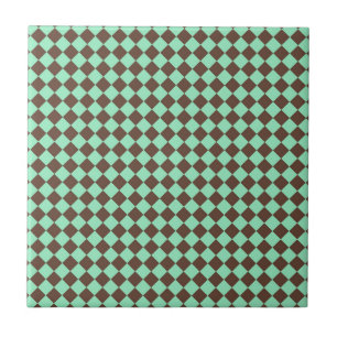 Groen Bruin Diamant Checker Patroon Tegeltje