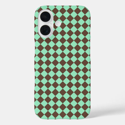 Groen Bruin Diamant Schachbrekpatroon Case-Mate iPhone Case (Achterkant)