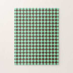 Groen Bruin Diamant Schachbrett Motief Legpuzzel