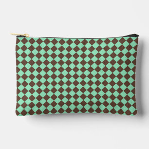 Groen Bruin Diamant Schachbrettpatroon Klein Etui