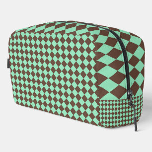 Groen Bruin Diamond Checker Toilettas Toilettasje