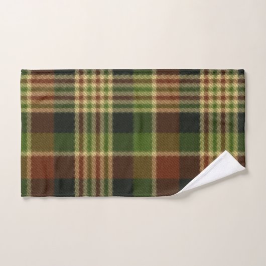 Groen bruin en beige handdoekset bad handdoek (Handdoek)