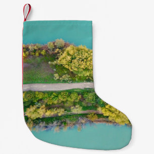 Groen, bruin en geel decor kleine kerstsok