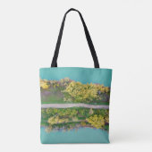 Groen, bruin en geel decor tote bag (Achterkant)